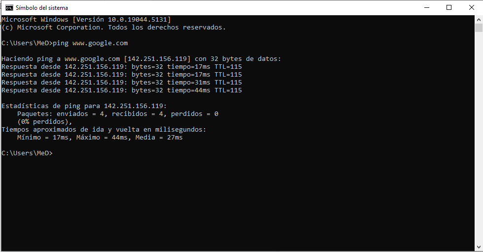 hacer ping a google desde mi pc